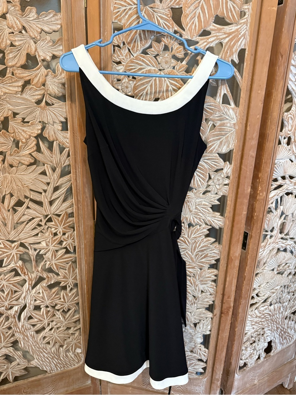 Chaps Black Dress with White Trim